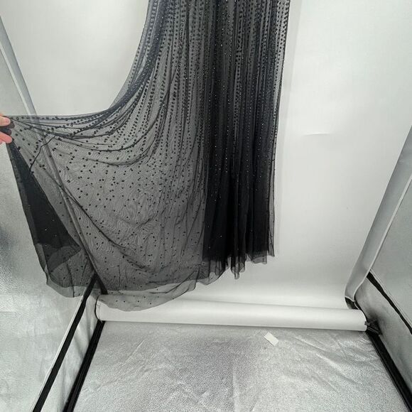 KIKIRIKI MESH BEADED SEQUINS SPAGHETTI STRAP LONG MAXI DRESS SIZE: M GOTTI PARTY - Picture 3 of 9